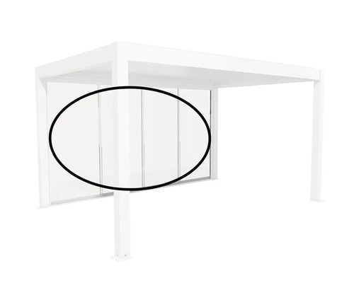 Glasschiebewand Biohort 4,5 m 420 x 9 x 235 cm weiss Seitenwandelement für Pavillon