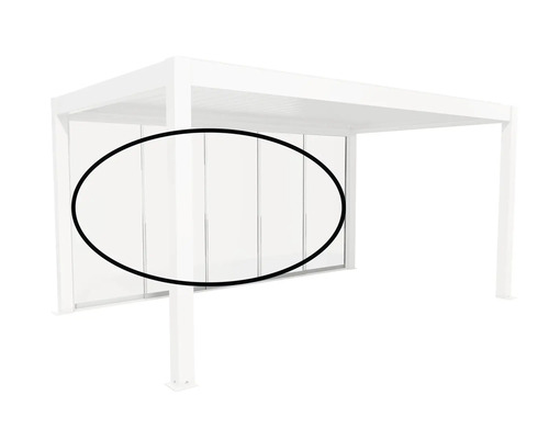 Glasschiebewand Biohort 5 m 476 x 7 x 235 cm weiss Pergola mit Glasschiebewänden