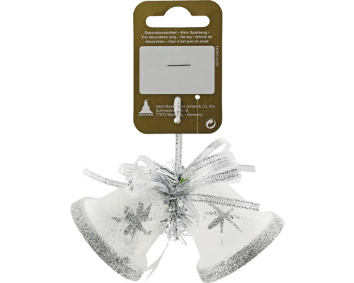 Zwei Weihnachtsglocken mit Schleife als Christbaumschmuck
