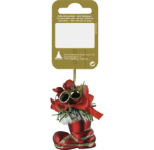 Weihnachtsstiefel-Dekoration mit Schleife und Glöckchen zum Aufhängen