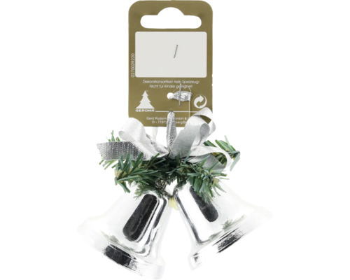 Weihnachtsglocken-Dekoration mit Schleife und Tannengrün