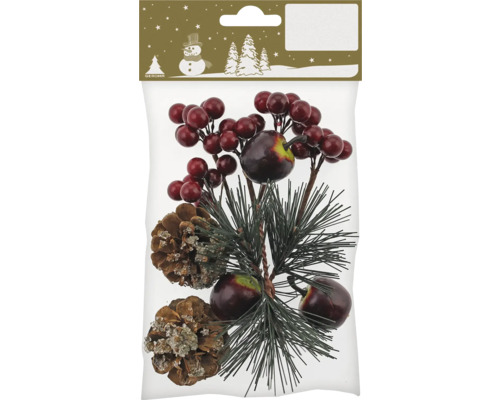 Matériel de décoration branches, pommes de pin et baies nature Décoration de Noël avec branches de baies, branches de sapin et pommes de pin