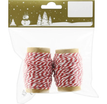 Deux rouleaux de ruban décoratif rouge et blanc dans un emballage