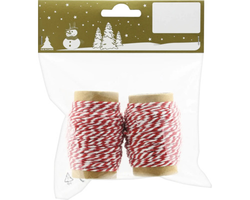 Deux rouleaux de ruban décoratif rouge et blanc dans un emballage