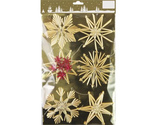 Strohsterne als Weihnachtsdekoration im Set