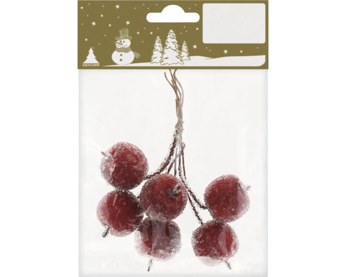 Matériel de décoration pommes givrées avec fil 6 pièces Baies décoratives emballées pour décoration de Noël