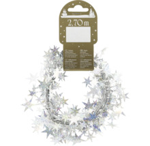 Guirlande d'étoiles argentées, 2,70 mètres de long, comme décoration