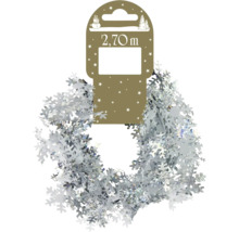 Guirlande argentée en clinquant avec motif de flocons de neige, longueur 2,70 mètres