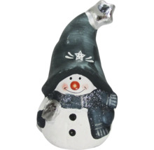 Dekorativer Schneemann mit Mütze und Schal als saisonale Dekoration