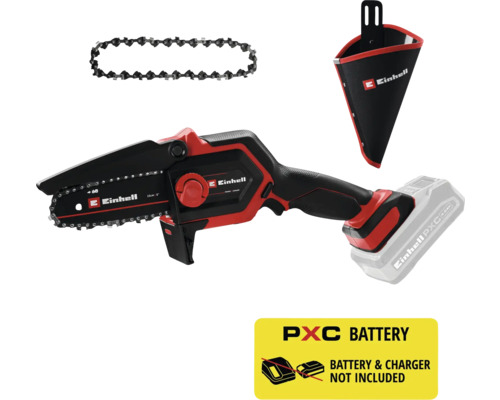 Einhell Akku-Kettensäge mit Kette, Akku und Trageköcher. Akku und Ladegerät sind nicht enthalten.