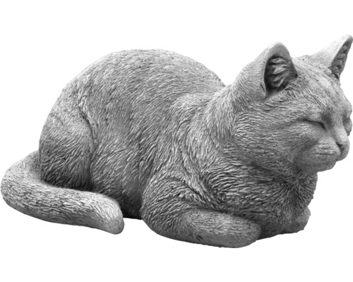 Figurine décorative chat 20 cm x 35 cm x 17 cm blanc Figurine décorative de chat pour le jardin