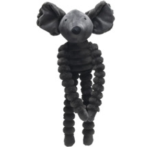 Grauer Plüschtier-Elefant mit langen, knotigen Gliedmassen als Spielzeug für Hunde.