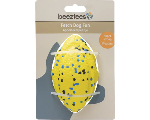 Beeztees Apportierspielzeug für Hunde, gelb mit blauen und schwarzen Flecken