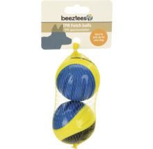 Beetztees Logo. Zwei TPR Fetch-Bälle im Netz