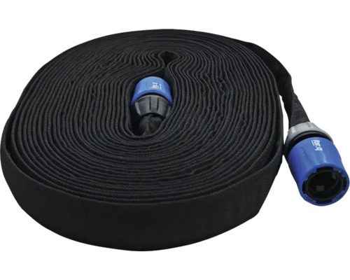 Aufgerollter Feuerwehrschlauch mit Kupplungen