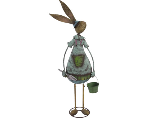 Dekofigur Hase mit Schaufel und Eimer für den Garten
