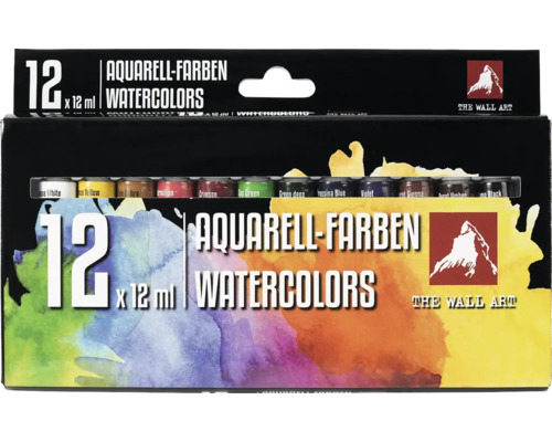 Aquarellfarben Set mit zwölf Farben zu je zwölf Milliliter