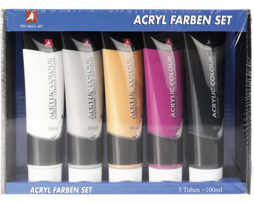 Acrylfarbenset 5-teilig weiss, rot, gold, silber, schwarz 100 ml Acrylfarben Set mit fünf Tuben je 100 ml