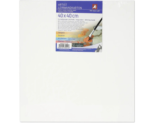 Malkarton 40x40 cm Artist Leinwandkarton, 40 x 40 cm, vorgrundiert, aus 100% Baumwolle