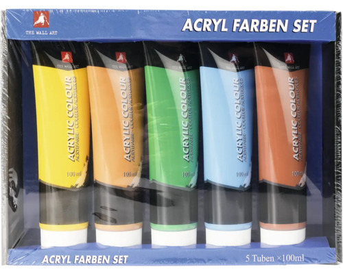 Acrylfarben Set mit fünf Tuben je 100 ml