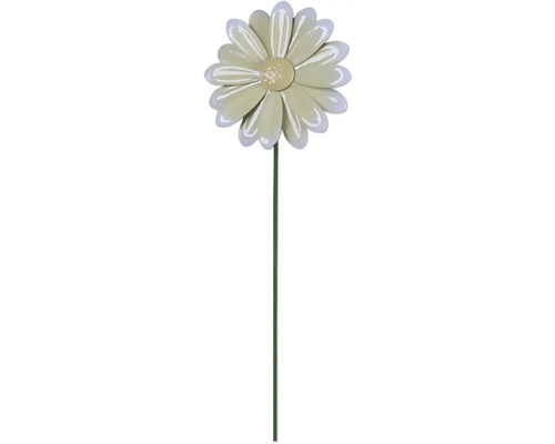 Metallblume H 115 cm weiss/gelb Dekorative Metallblume für den Garten