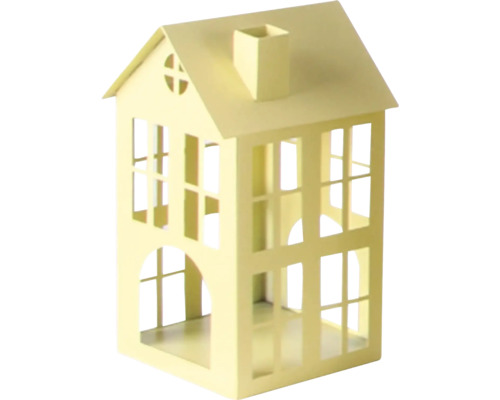 Lanterne métal maison 12 x 18.5 cm jaune Lanterne décorative maison en métal