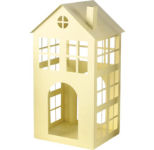 Lanterne décorative en métal en forme de maison avec fenêtres et cheminée