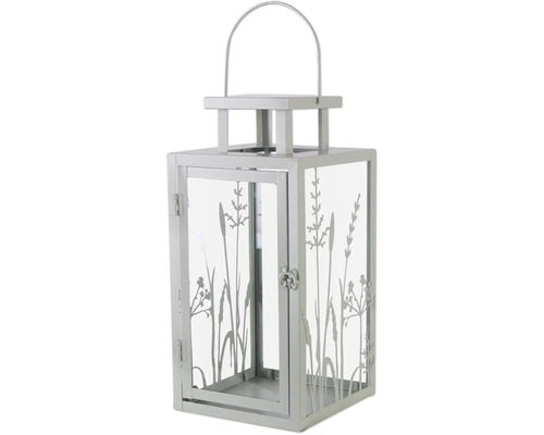 Lanterne métal maison 17 cm x 35 cm vert Lanterne avec motif végétal pour l'intérieur