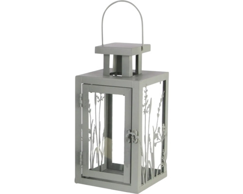 Lanterne métal maison 12 cm x 24 cm vert Lanterne décorative avec motif de plantes pour un éclairage d'ambiance