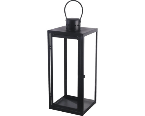 Lanterne en métal H 44 cm noir Lanterne décorative en métal avec poignée de transport
