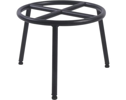 Metallhocker mit drei Beinen und runder Sitzfläche