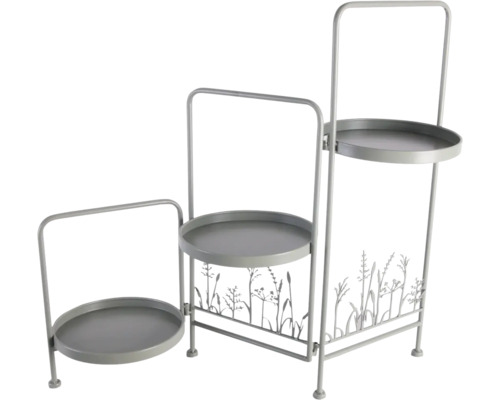 Pflanzenständer mit drei Ebenen und Gräserdekor