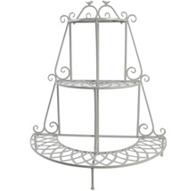 Étagère d'angle pour plantes en métal avec trois niveaux et motifs d'oiseaux