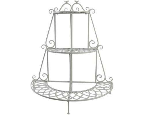 Étagère d'angle pour plantes en métal avec trois niveaux et motifs d'oiseaux