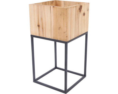 Blumenständer mit Holzkasten und Metallgestell