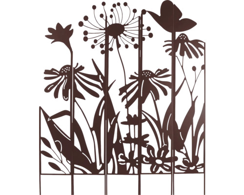 Clôture métallique avec motif de fleurs et de papillons pour la décoration de jardin