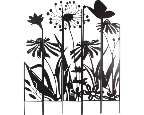 Écran de clôture de jardin décoratif en métal avec motifs floraux