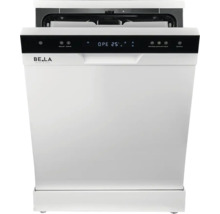 Lave-vaisselle blanc de la marque Be.La avec porte légèrement ouverte.