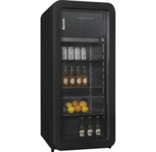 Réfrigérateur à boissons noir avec boissons et fruits