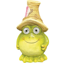 Figurine de jardin grenouille avec yeux solaires et chapeau
