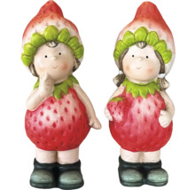 Zwei Erdbeerfiguren als Gartendekoration