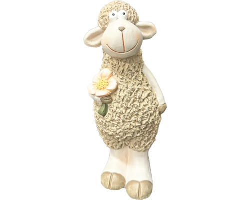 Dekorative Schaf-Gartenfigur mit Blume