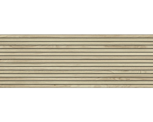 Panneau en bois avec lamelles horizontales pour revêtement mural et de plafond