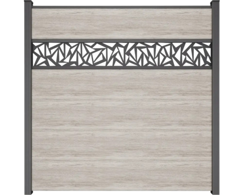 Élément principal GroJa BasicLine Triangle 180 x 180 cm Sheffield Oak Élément décoratif pour clôture de jardin avec motif géométrique