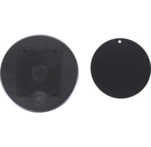 Unterseite einer LED-Leuchte mit Batteriefach und Magnetfunktion sowie Abdeckung mit Aufhängeloch