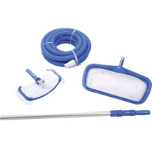 Poolreinigungsset mit Schlauch, Bürste, Kescher und Teleskopstange