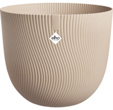 Pot de fleurs beige avec motif ondulé et logo Elho