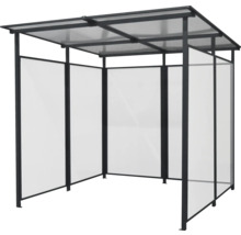 Offener Unterstand mit Dach und Wänden