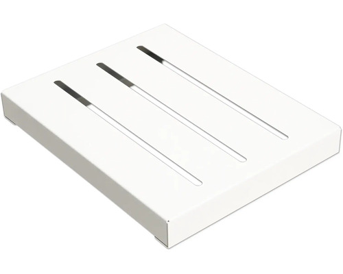 Étagère de douche blanche avec fentes pour l'écoulement de l'eau