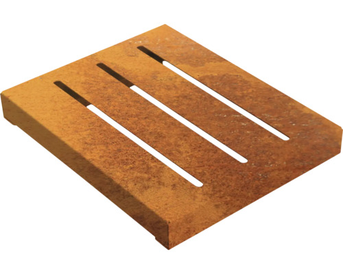 Quadratische Trittplatte aus Metall mit Schlitzen